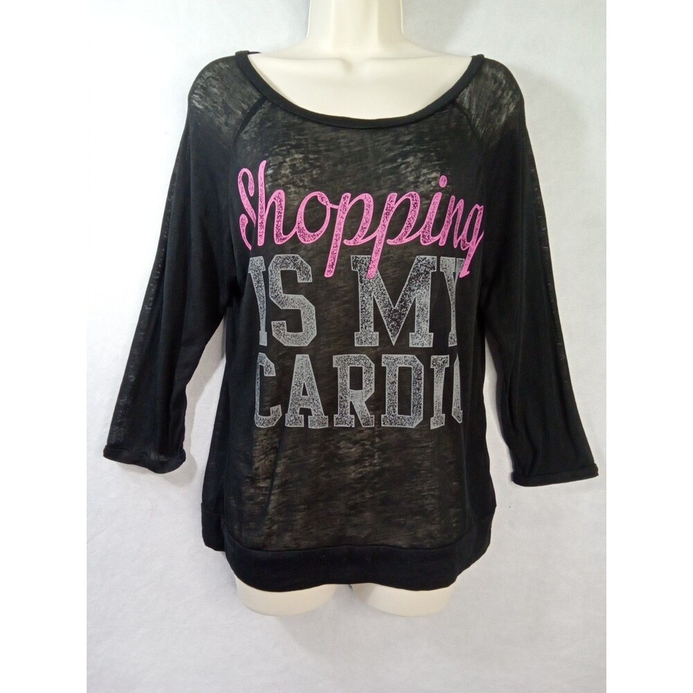 Chin-Up Apparel Shopping Is My Cardio Burnout‎ Graphic Tee Black Pink Medium